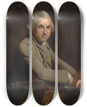 Triptych art skateboard deck of Charles Catton Selfportrait by Charles Catton (1728-1798)