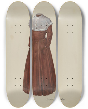 Triptych art skateboard deck of Charles Goodwin Dress by Charles Goodwin