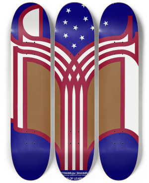 Triptych art skateboard deck of Us Information Agency Pages Of Learning American University Textbooks by U S Information Agency (1953-1999)