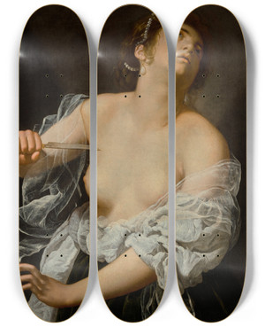 Triptych art skateboard deck of Artemisia Gentileschi Lucretia_2 by Artemisia Gentileschi (1593-1654)