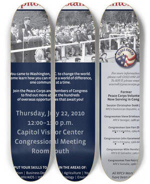 Triptych art skateboard deck of Peace Corps Intern Event 2010 by Peace Corps (20-)