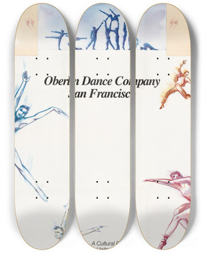Triptych art skateboard deck of Us Information Agency Oberlin Dance Company San Francisco by U S Information Agency (1953-1999)