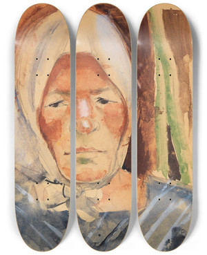 Triptych art skateboard deck of Anita Re Portrt Einer Buerin by Anita Ree (1885-1933)