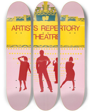Triptych art skateboard deck of Us Information Agency Artists Repertory Theatre by U S Information Agency (1953-1999)