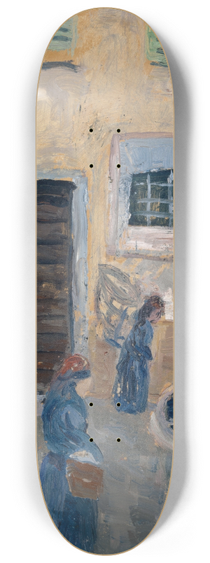 Ernst Schiess - Grasende Ziegen vor schmalem Meeresarm und fernem Hgelzug 8.25 inch art skate deck