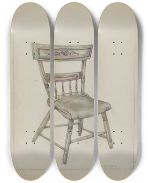 Triptych art skateboard deck of Rosa Burger Pa German Chair_2 by Rosa Burger