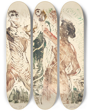 Triptych art skateboard deck of Lovis Corinth The Fall Of Man by Lovis Corinth (1858-1925)