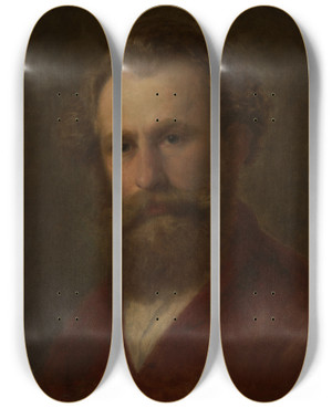 Triptych art skateboard deck of Aleksander Kotsis Selfportrait by Aleksander Kotsis (1836-1877)