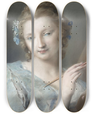 Triptych art skateboard deck of Rosalba Carriera Painting by Rosalba Carriera (1675-1757)