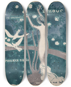 Triptych art skateboard deck of Maurice Denis Love by Maurice Denis (1870-1943) Triptych art skateboard deck of Maurice Denis Love by Maurice Denis (1870-1943)