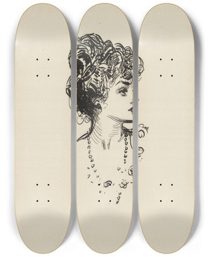 Triptych art skateboard deck of Charles Dana Gibson Untitled_26 by Charles Dana Gibson (1867-1944)