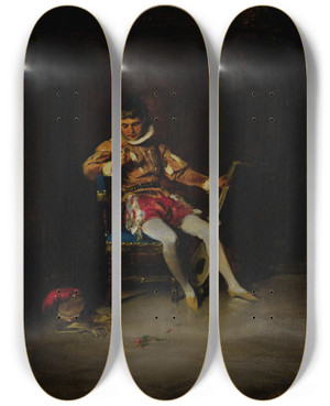 Triptych art skateboard deck of Continental School The Musician by Continental School