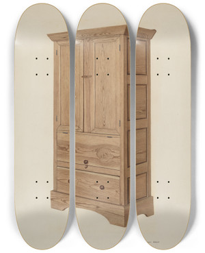 Triptych art skateboard deck of Grace Bolser Cabinet by Grace Bolser