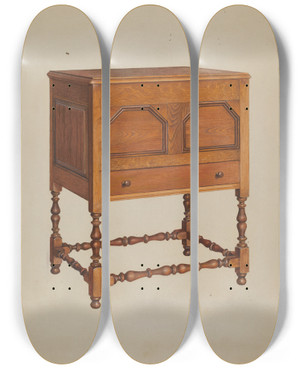 Triptych art skateboard deck of Louis Annino Chest On Frame by Louis Annino