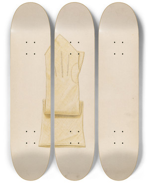 Triptych art skateboard deck of Francis Law Durand Mitts by Francis Law Durand (1935)