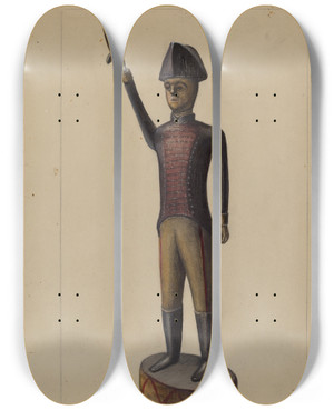 Triptych art skateboard deck of Mina Lowry Revolutionary Soldier by Mina Lowry (1894-1942)
