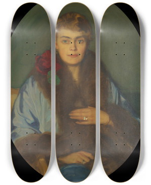 Triptych art skateboard deck of Bernhard Sterman Portrait Of Hilda Sterman_4 by Bernhard Osterman (1870-1938)