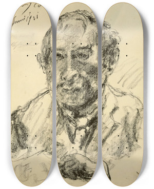 Triptych art skateboard deck of Lovis Corinth Selbstbildnis_3 by Lovis Corinth (1858-1925)