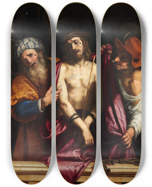 Triptych art skateboard deck of Cigoli Ludovico Cardi Ecce Homo by Cigoli (Ludovico Cardi) (1559-1613)
