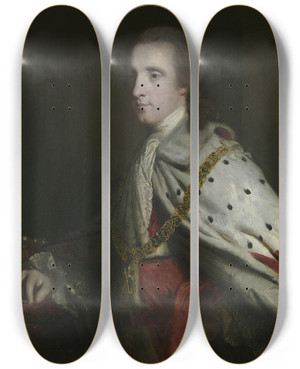 Triptych art skateboard deck of Sir Joshua Reynolds The 4Th Duke Of Queensberry Old Q As Earl Of March by Sir Joshua Reynolds (1723-1792)