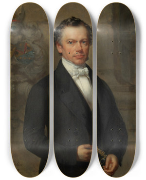 Triptych art skateboard deck of Jozef Delin Portret Van Edward Jeanhyacinthe Moretus Plantin by Jozef Delin (1821-1892)