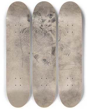 Triptych art skateboard deck of James Ensor Four Spectators by James Ensor (1860-1949)