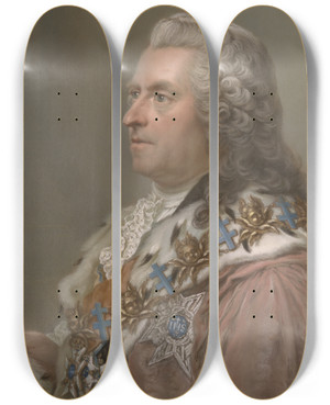 Triptych art skateboard deck of Gustaf Lundberg Count Carl Gustaf Tessin by Gustaf Lundberg (1695-1786)