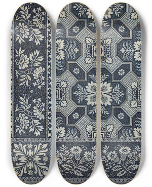 Triptych art skateboard deck of William Mcauley Coverlet by William Mcauley