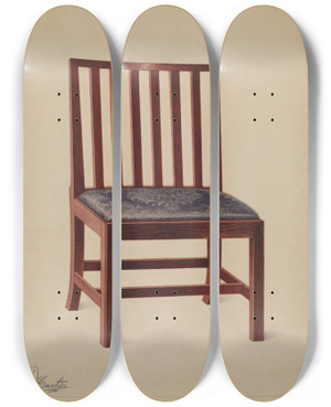 Triptych art skateboard deck of Ferdinand Cartier Side Chair_3 by Ferdinand Cartier