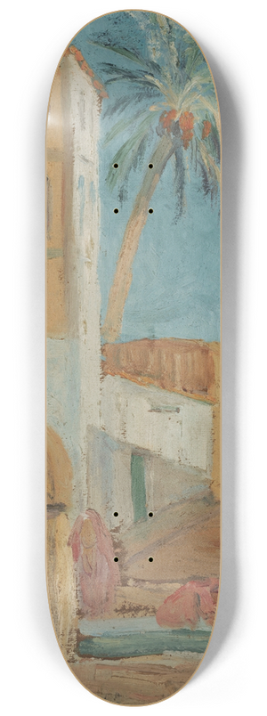 Ernst Schiess - Scene at a Fountain in a Moroccan Place 8.25 inch art skate deck