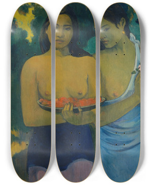 Triptych art skateboard deck of Paul Gauguin Two Tahitian Women by Paul Gauguin (1848-1903) Triptych art skateboard deck of Paul Gauguin Two Tahitian Women by Paul Gauguin (1848-1903)