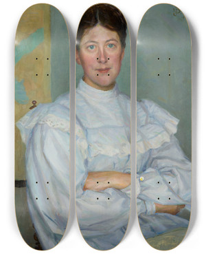 Triptych art skateboard deck of Richard Bergh Portrait Of Gerda Bergh The Artists Second Wife by Richard Bergh (1858-1919)
