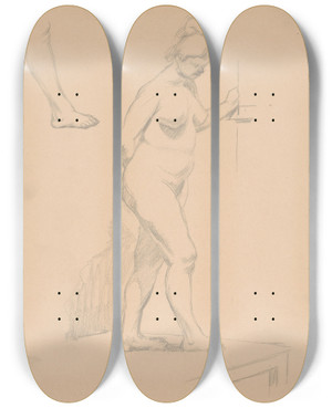 Triptych art skateboard deck of Tefan Polkorb Sketchbook With Nudes_11 by Stefan Polkorab