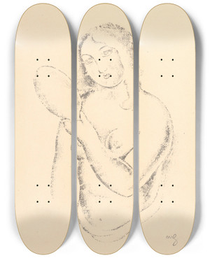 Triptych art skateboard deck of Mikul Galanda Ena So Zrkadlom_2 by Mikulas Galanda (1895-1938)