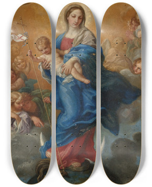 Triptych art skateboard deck of Carlo Maratti Virgin Of The Immaculate Conception by Carlo Maratti (1625-1713)