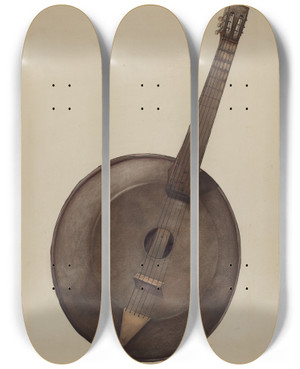 Triptych art skateboard deck of Alf Bruseth Banjo by Alf Bruseth