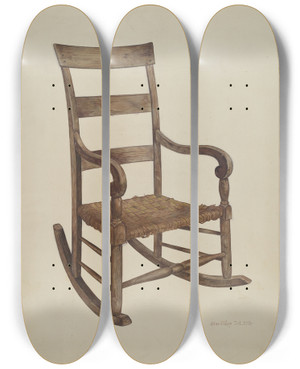 Triptych art skateboard deck of John Price Rocking Chair by John Price
