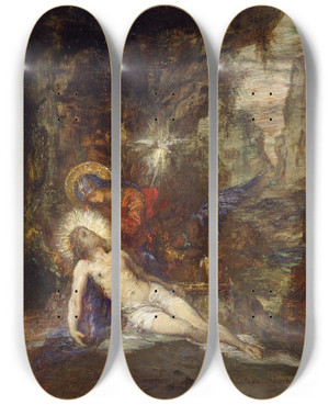 Triptych art skateboard deck of Gustave Moreau Piet by Gustave Moreau (1826-1898)