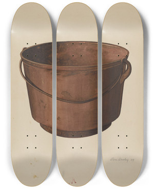 Triptych art skateboard deck of Thomas Dooley Cooking Kettle by Thomas Dooley