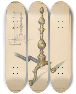 Triptych art skateboard deck of Hans Korsch Andiron_2 by Hans Korsch