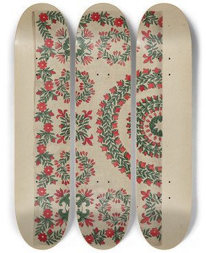 Triptych art skateboard deck of Irene Schaefer Bedspread_3 by Irene Schaefer
