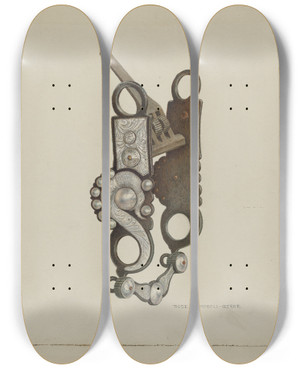 Triptych art skateboard deck of Rose Campbellgerke Bit by Rose Campbell Gerke (1882)