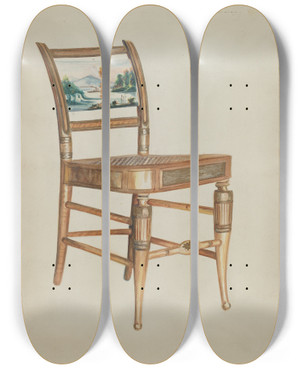 Triptych art skateboard deck of Ella Josephine Sterling Chair With Hudson River Scenes_2 by Ella Josephine Sterling