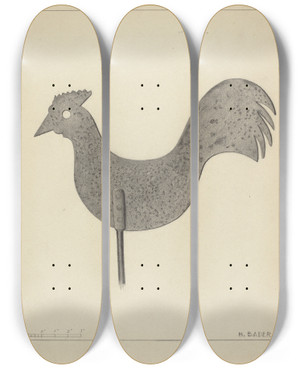 Triptych art skateboard deck of Herman Bader Weather Vane_1 by Herman Bader