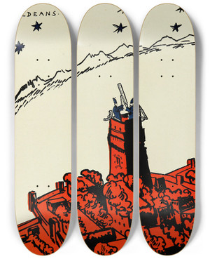 Triptych art skateboard deck of Hendrik Willem Van Loon The Chaldeans by Hendrik Willem Van Loon (1882-1944)