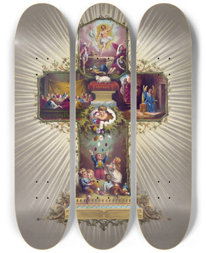 Triptych art skateboard deck of Gibson Co Easter Cross by Gibson & Co. (19-)
