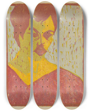 Triptych art skateboard deck of Ernst Ludwig Kirchner Selbstportrt by Ernst Ludwig Kirchner (1880-1938)