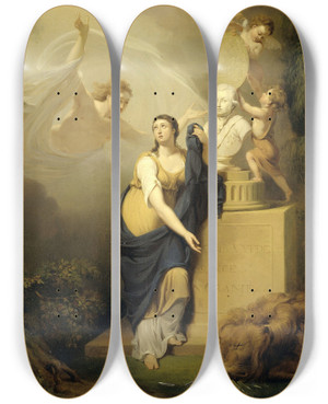 Triptych art skateboard deck of Jan Willem Pieneman Allegory Of The Death Of William V Prince Of Orange 1806 by Jan Willem Pieneman (1779-1853)