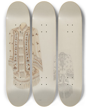 Triptych art skateboard deck of Joseph L Boyd Opera Shoulder Wrap by Joseph L Boyd (20-)