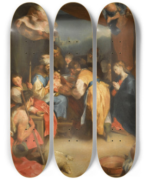 Triptych art skateboard deck of Federico Barocci The Circumcision Of Christ by Federico Barocci (1528-1612)